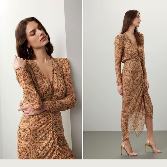 Ronny Kobo Collection Dresses & Skirts - New Ronny Kobo Brown / Paisley Printed Astrid Dress